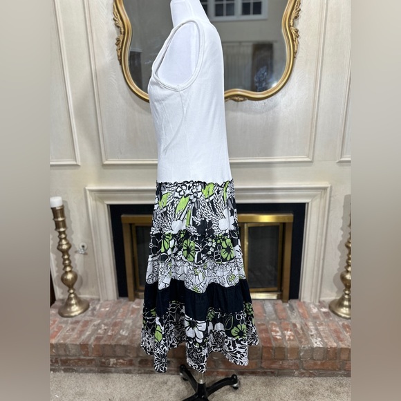 Sangria Dress 14 White Green Floral Maxi Boho Cottagecore - Picture 4 of 12